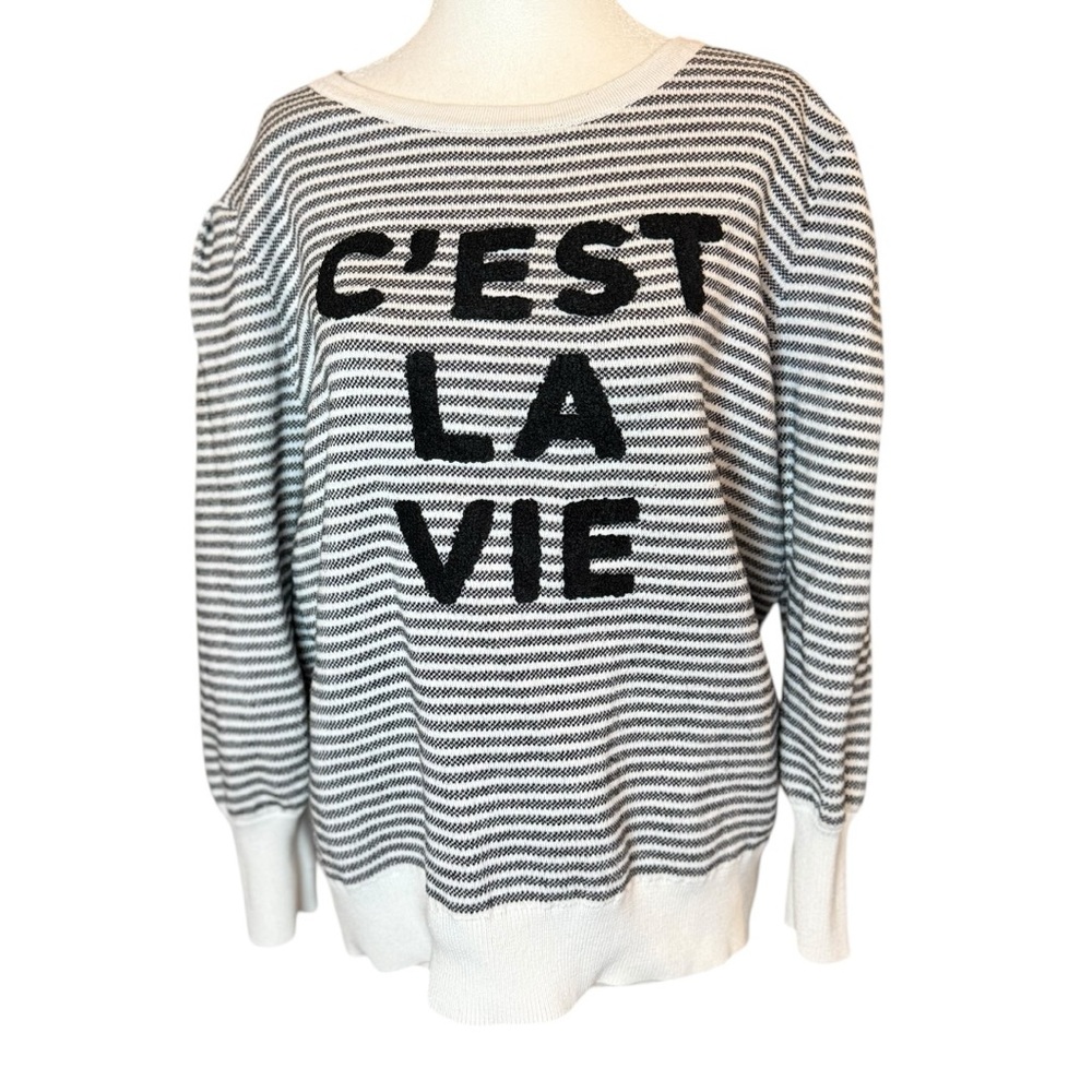 Karl Lagerfeld Black and White Striped Sweater - Picture 3 of 11